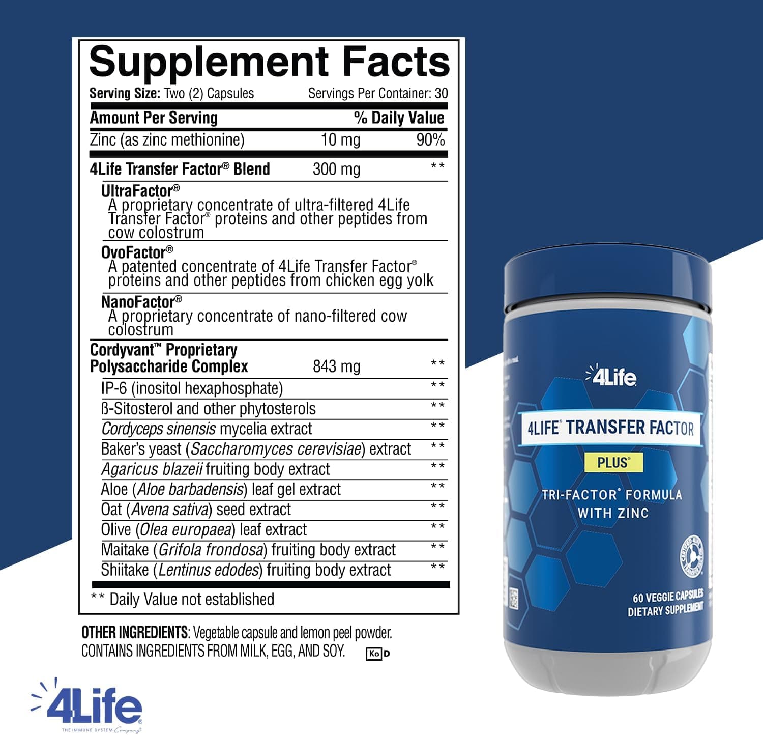 TransferFactorWorld 4Life Transfer Factor Plus with Zinc – Immune Support Supplement by 4life Health & Beauty